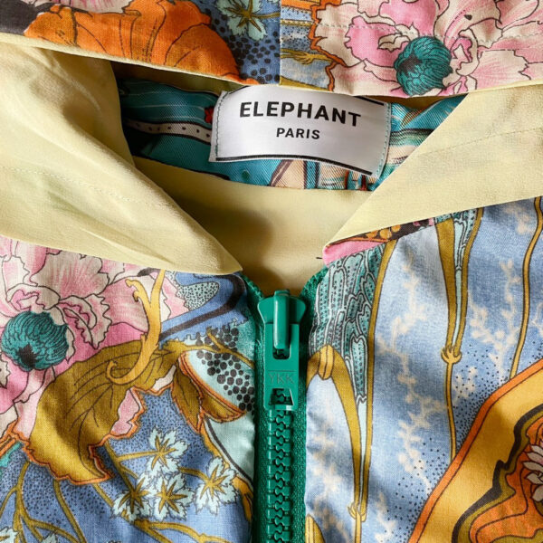 Bombers coton enduit et soie art nouveau orange Elephant Paris Couture
