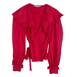 blouse soie rouge Guy Laroche Elephant Paris vintage