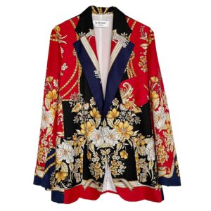 blazer soie imprimée marine Elephant Paris Couture