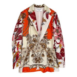 blazer soie imprimée orange Elephant Paris Couture