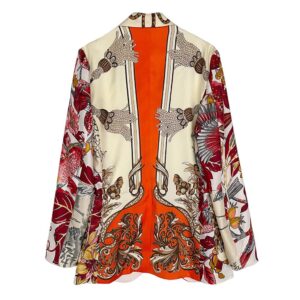 blazer soie imprimée orange Elephant Paris Couture