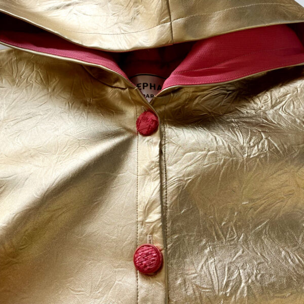 manteau vinyl doré doublé rose Elephant Paris Couture