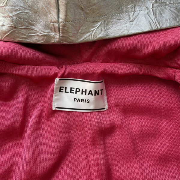 manteau vinyl argent doublé rose Elephant Paris Couture