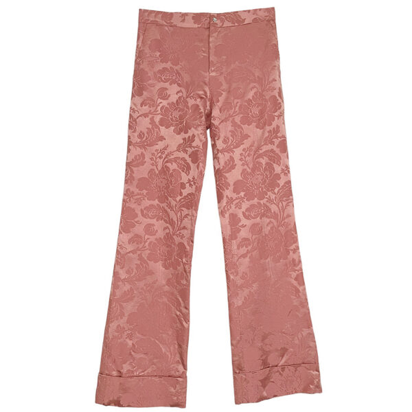 pantalon costume rose en satin Elephant Paris Couture