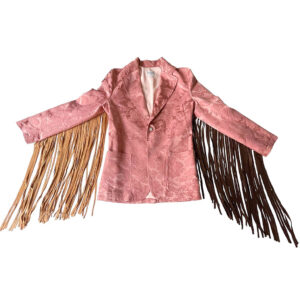 blazer rose satin et franges Elephant Paris Couture