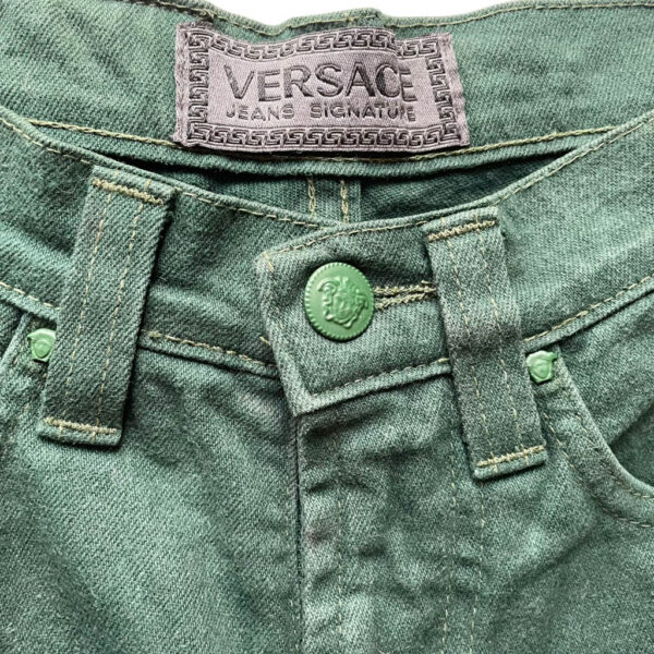 Jean vert Versace taille haute Elephant Paris Vintage