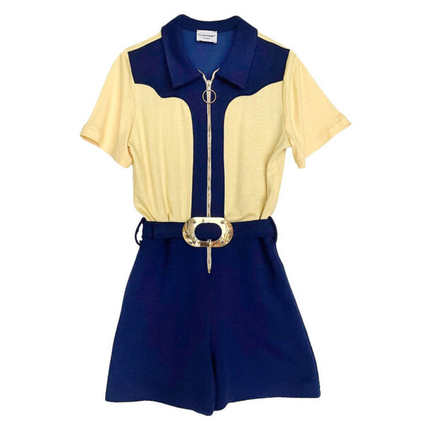 combinaison short marine jaune jersey laine Elephant Paris Couture