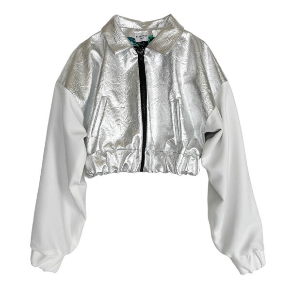 bombers blanc vinyl argent Elephant Paris Couture