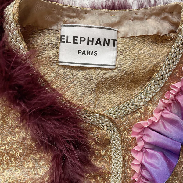 Mini veste dorée plumes Elephant Paris Couture
