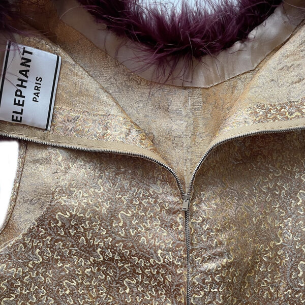 Mini robe dorée plumes Elephant Paris Couture