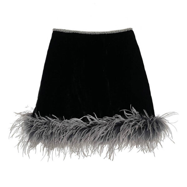 jupe velours soie plumes Elephant Paris Couture