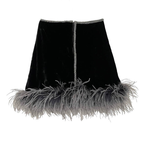 jupe velours soie plumes Elephant Paris Couture