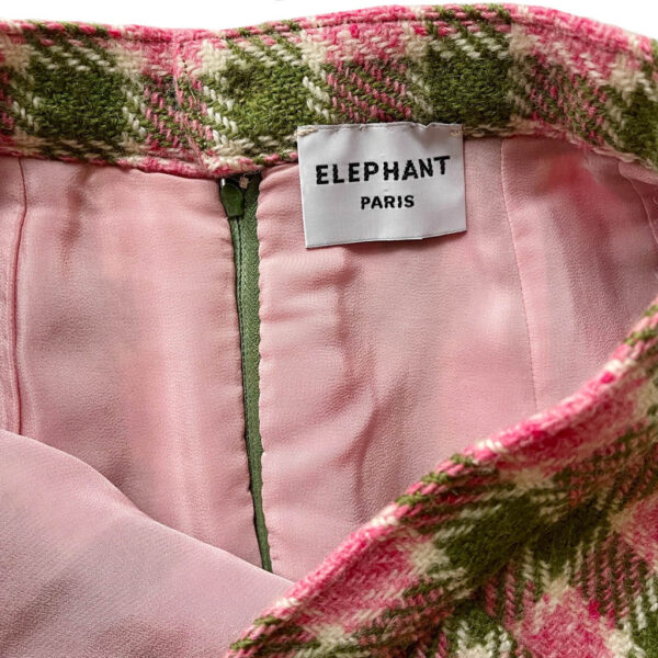 Mini jupe tartan lainage rose vert Elephant Paris Couture