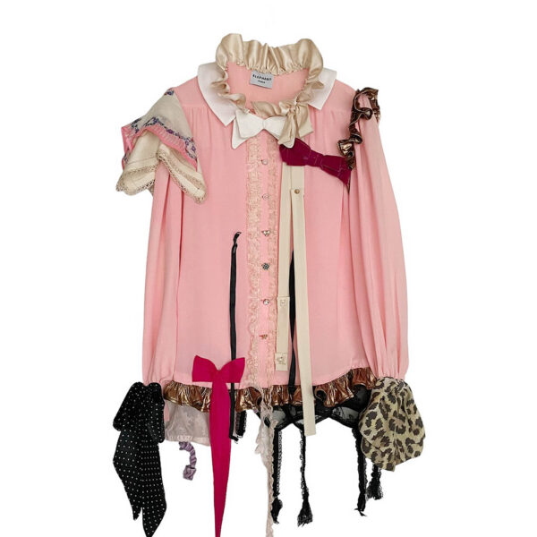 Blouse soie rose Pink Rain Elephant Paris Couture