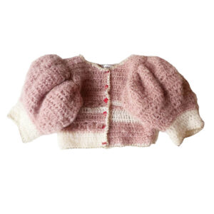 Pull crop mohair rose blanc Elephant Paris Couture