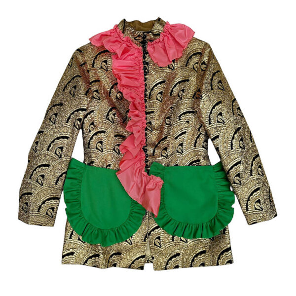 Veste lurex dorée poches vertes Elephant Paris Couture