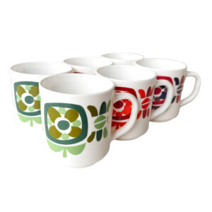 Tasses Mobil 70s Arcoroc Elephant Paris vintage