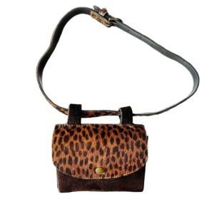 Ceinture pochette cuir leopard Elephant Paris vintage