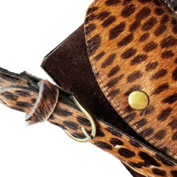 Ceinture pochette cuir leopard Elephant Paris vintage