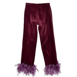 pantalon velours plumes Elephant Paris Couture