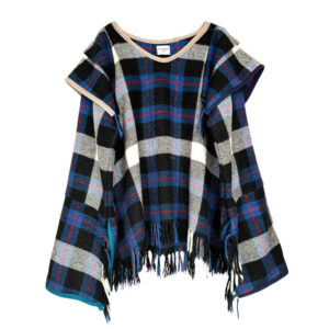 Poncho tartan marine oversize Elephant Paris Design