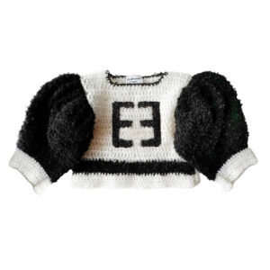 Pull crop mohair crochet noir et blanc Elephant Paris Design