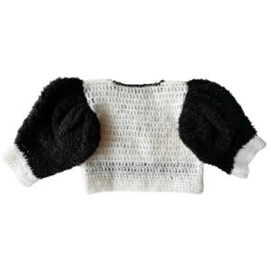 Pull crop mohair crochet noir et blanc Elephant Paris Design