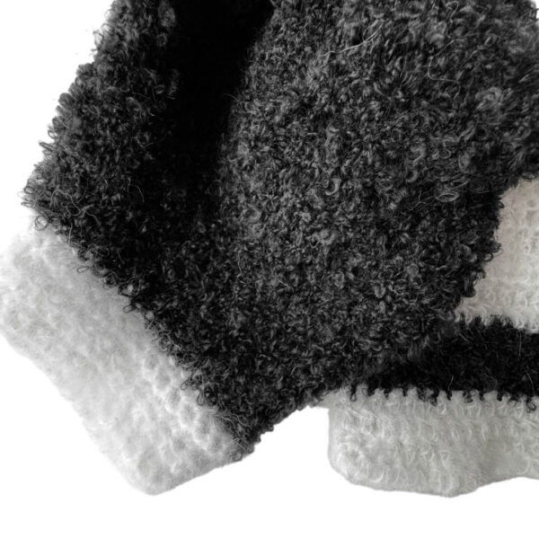 Pull crop mohair crochet noir et blanc Elephant Paris Design