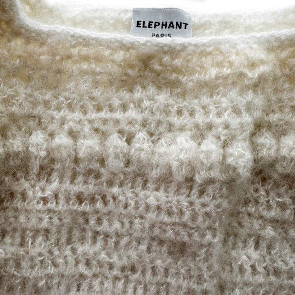Pull crop mohair crochet ivoire Elephant Paris Design