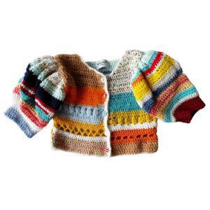 Gilet crop mohair crochet multicolor Elephant Paris Design