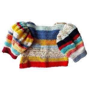 Gilet crop mohair crochet multicolor Elephant Paris Design