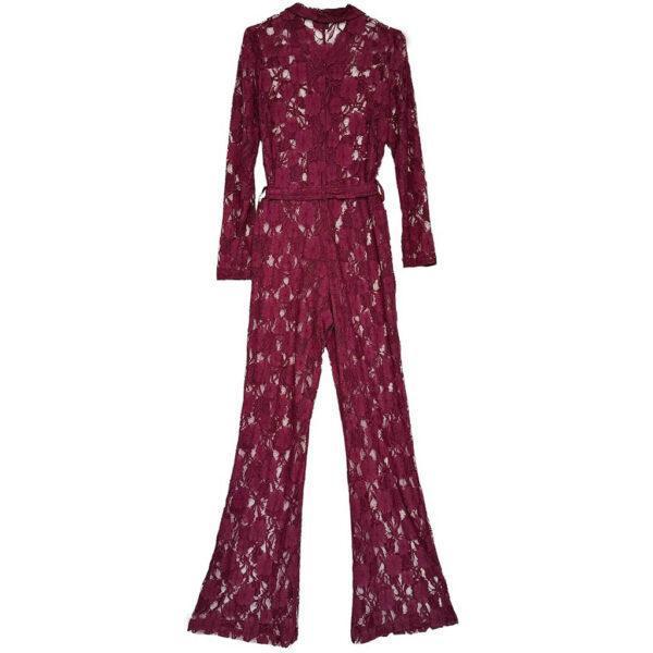 Jumpsuit dentelle elasthane bordeaux Elephant Paris Design