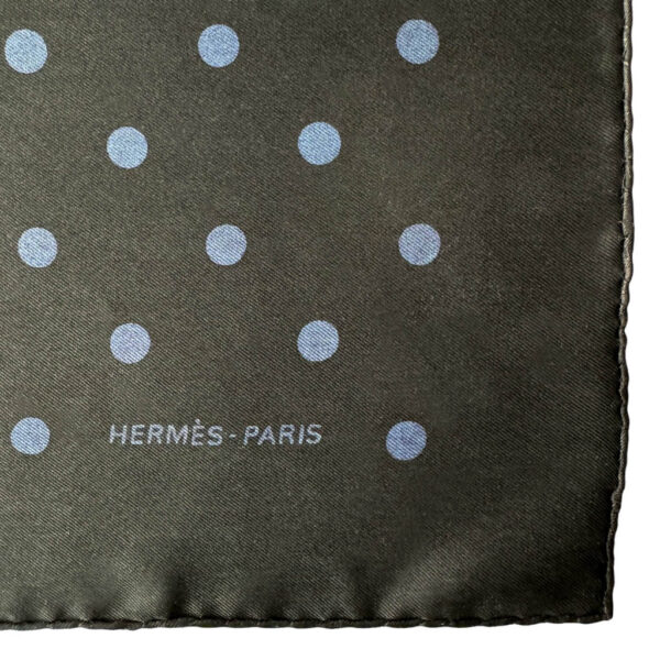 Pochette Hermes soie pois Elephant Paris Vintage