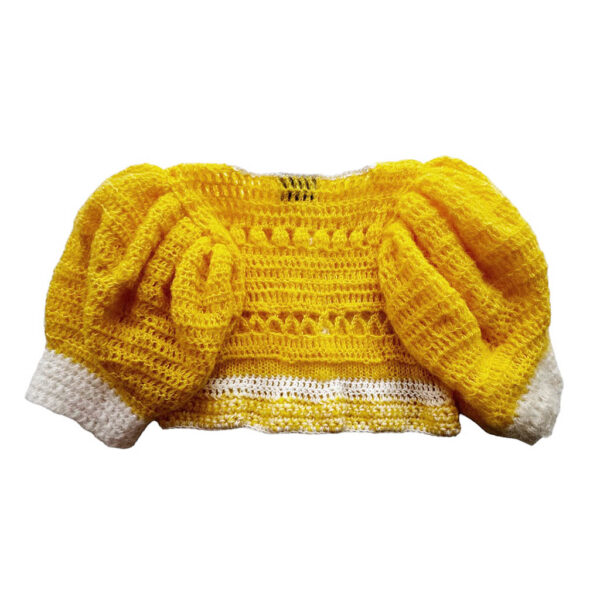 Gilet crop mohair crochet jaune Elephant Paris Design