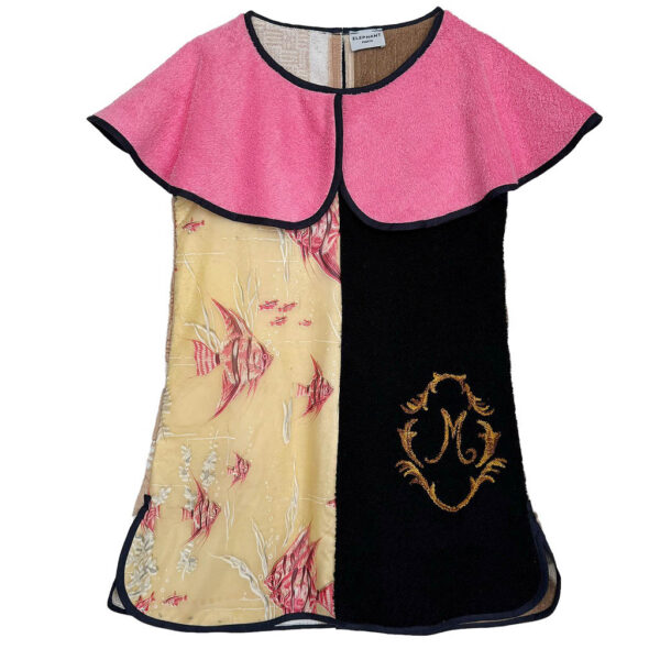 Mini robe trapèze éponge vinyl rose noire Elephant Paris Design