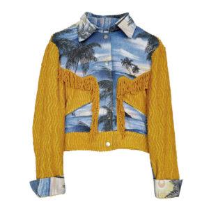 Veste courte Miami jaune palmiers Elephant Paris Design