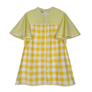 Mini robe coton vichy jaune Elephant Paris Design