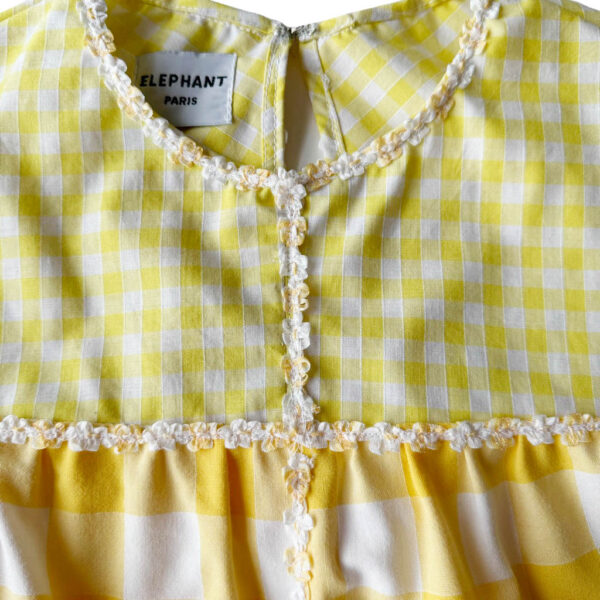 Mini robe coton vichy jaune Elephant Paris Design