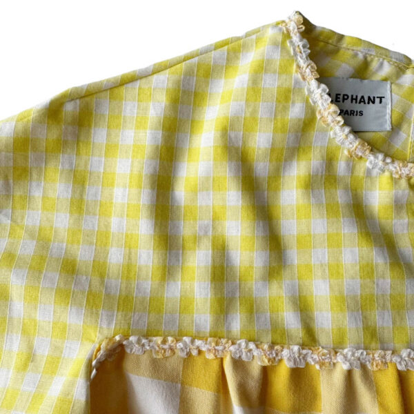 Mini robe coton vichy jaune Elephant Paris Design