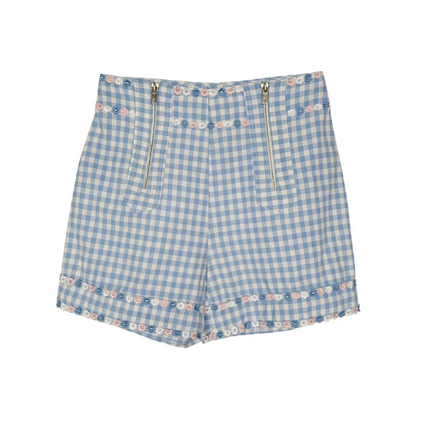 Short coton vichy bleu ciel Elephant Paris Design