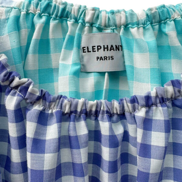 Blouse bleue pastel broderies Elephant Paris Design