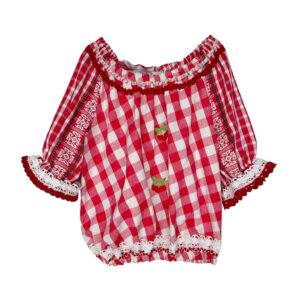 Blouse coton vichy rouge Elephant Paris Design