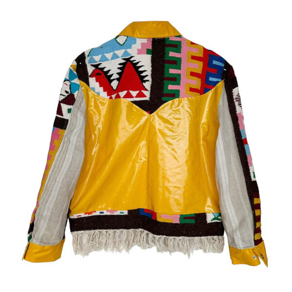 Veste Miami vinyl jaune kilim denim Elephant Paris Design