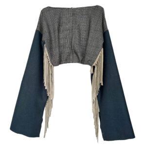 Top Prince de Galles lainage franges daim Elephant Paris Design