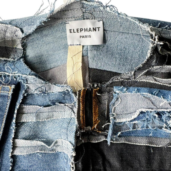 Smilodon patchwork jean zips Elephant Paris Design