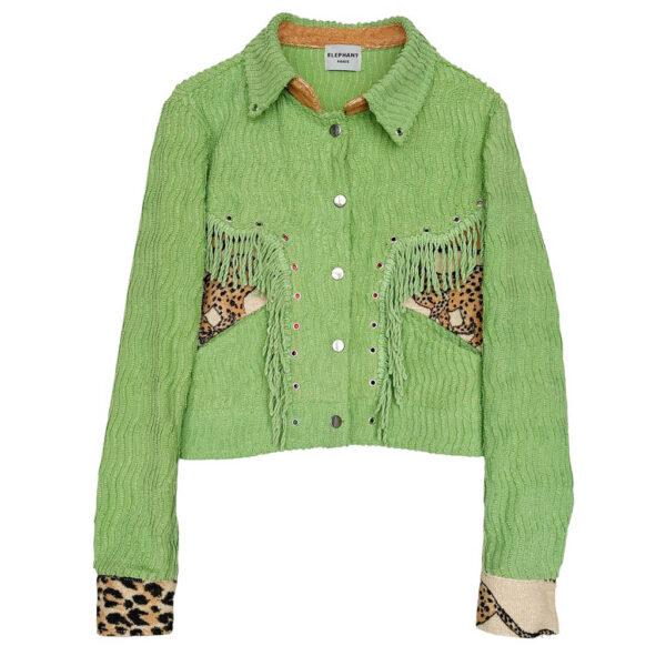 Veste Miami Caterpillar vert leopard Elephant Paris Design