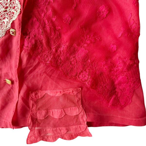 Blouse organza soie rouge brodee Elephant Paris Design