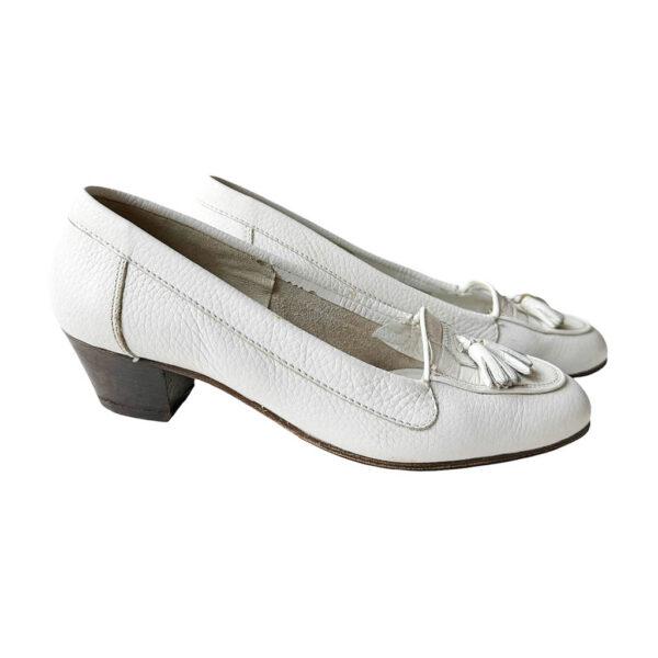 Mocassins blancs cuir Samo Roma Elephant Paris Vintage