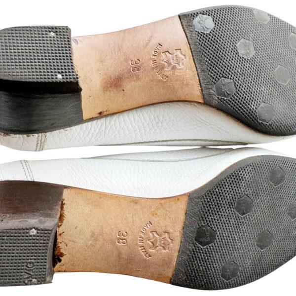 Mocassins blancs cuir Samo Roma Elephant Paris Vintage