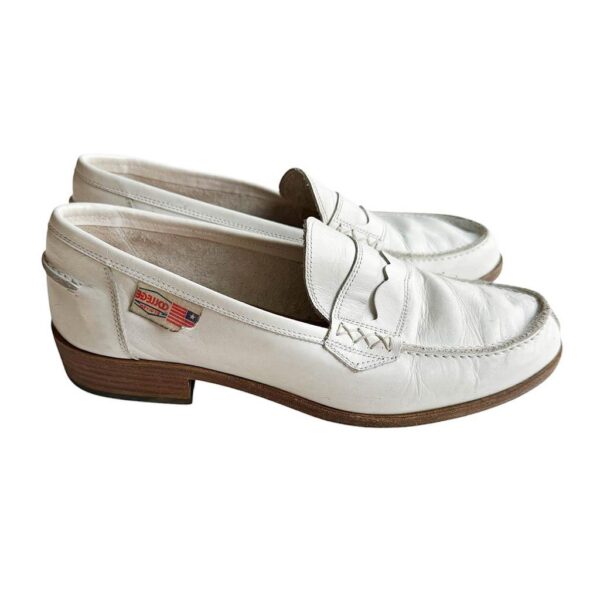 Mocassins blancs cuir College Elephant Paris Vintage